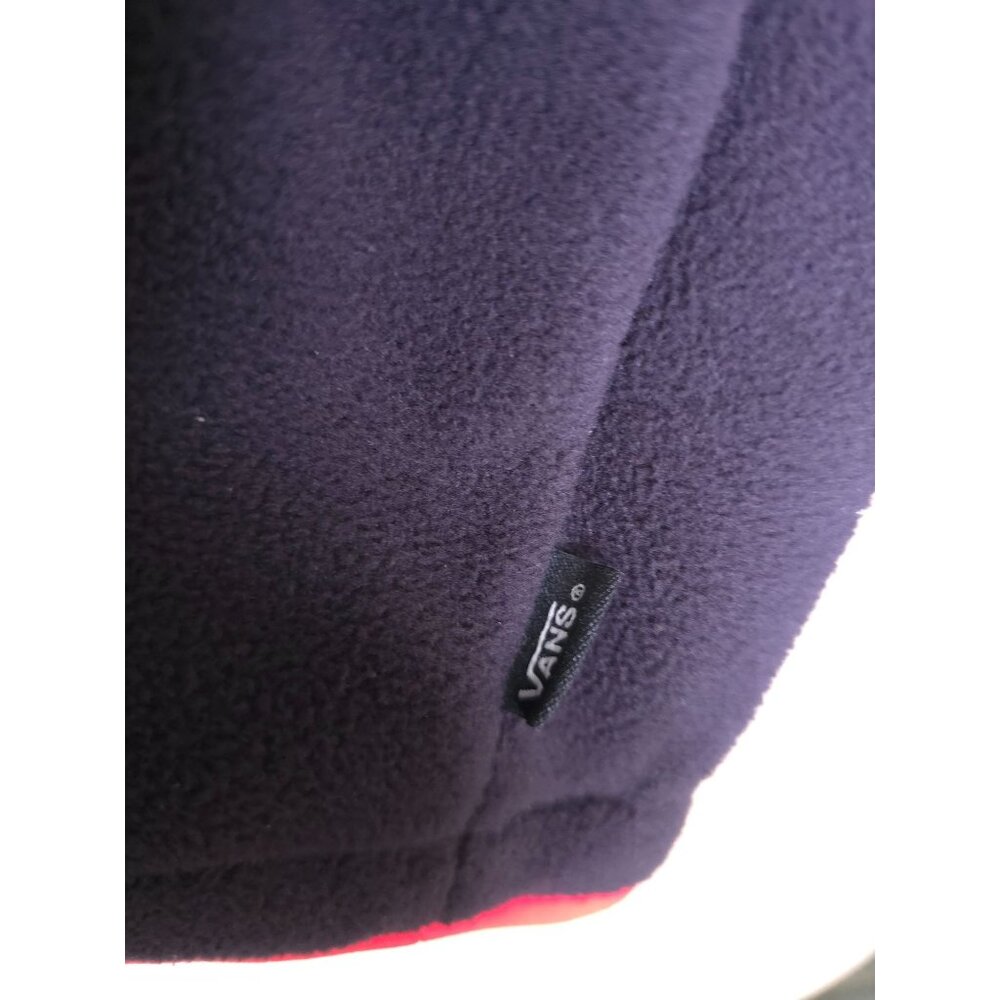 Vans Mens Black & Red Fleece Pullover Jacket Small Half-Zip Chest Pocket Drawstr - Picture 5 of 9